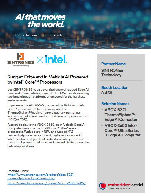 Rugged Edge and In-Vehicle AI Powered
by Intel® Core™ Processors